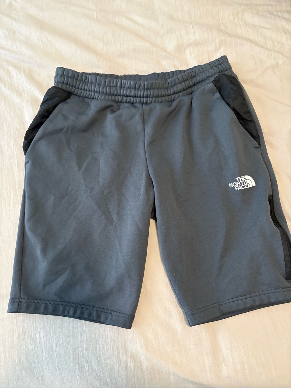The North Face Men's Charcoal Gray Athletic Shorts with Black Accents